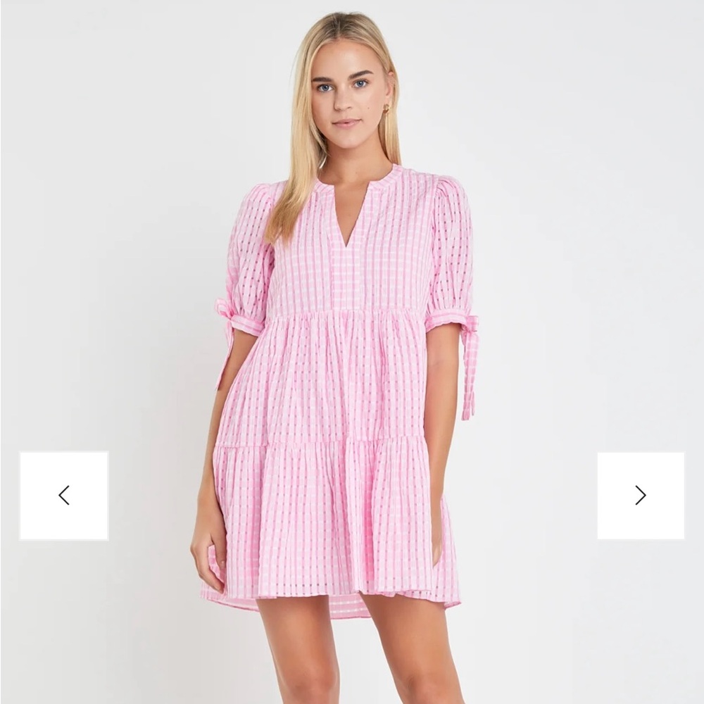 English Factory Pink Checkered Dress NWT